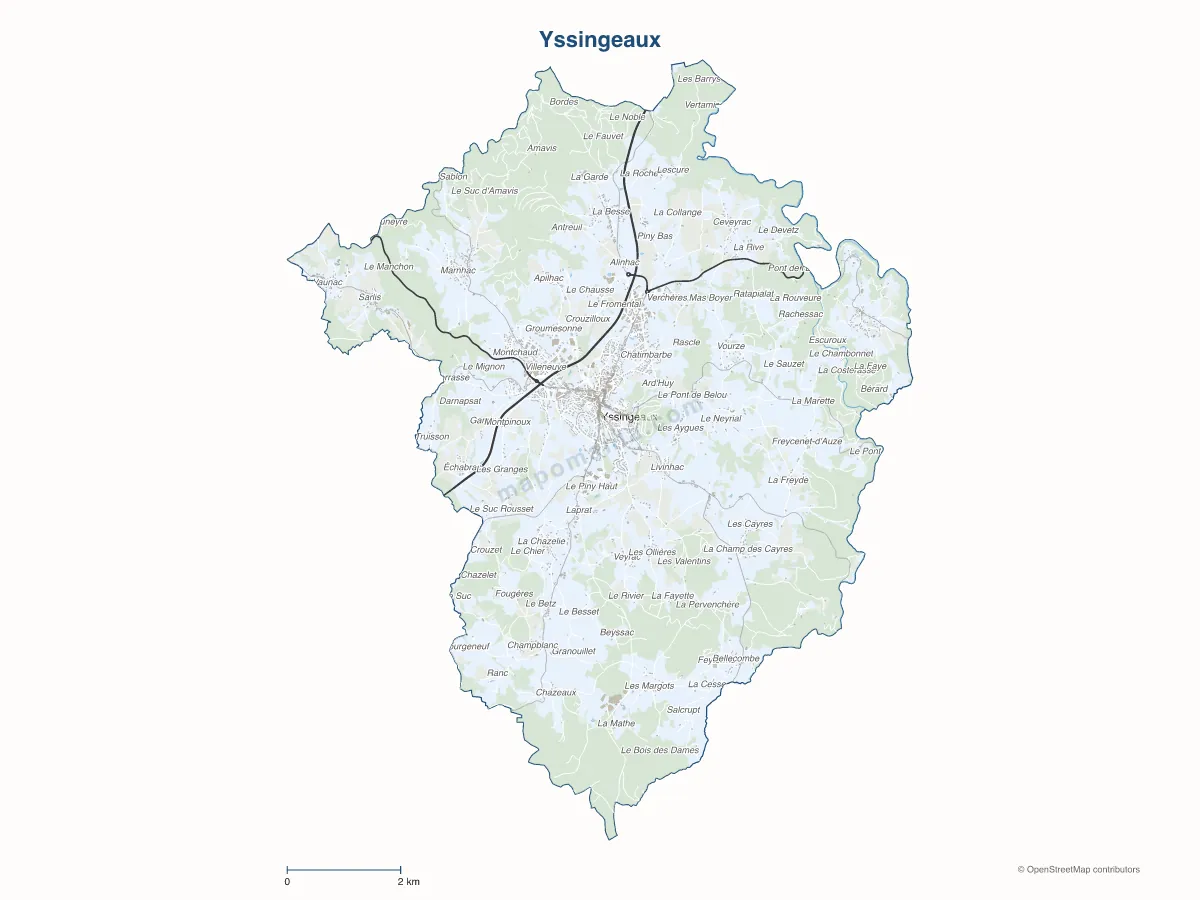 Carte de Yssingeaux à personnaliser