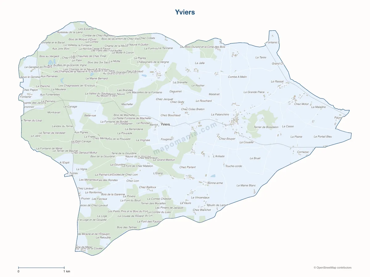 Carte de Yviers à personnaliser