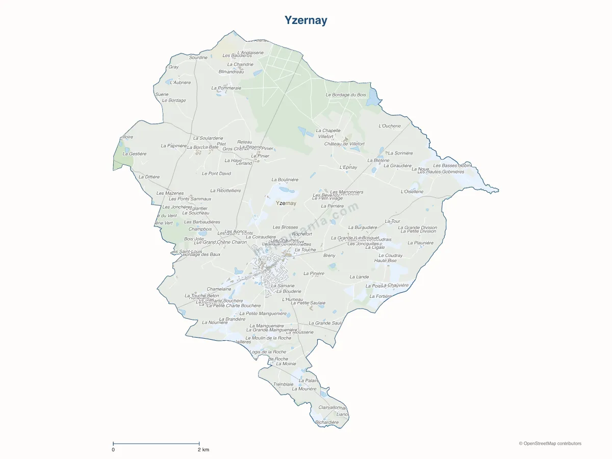 Carte de Yzernay à personnaliser