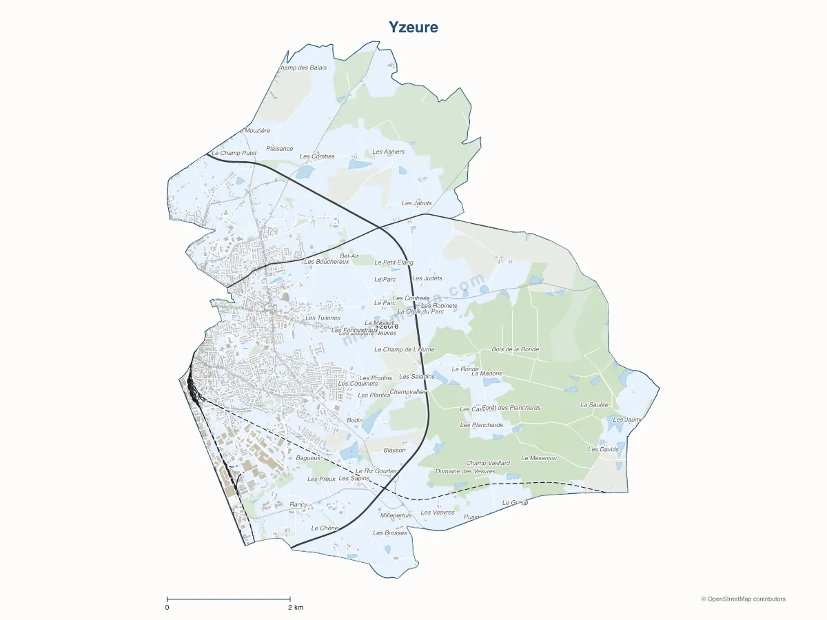 Carte de Yzeure à personnaliser