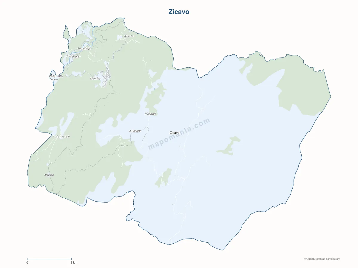 Carte de Zicavo à personnaliser
