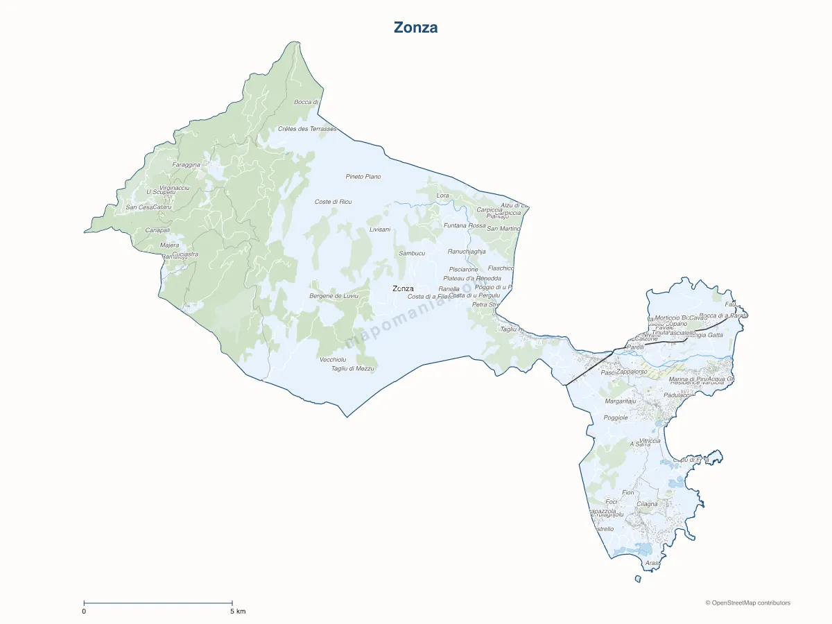 Carte de Zonza à personnaliser