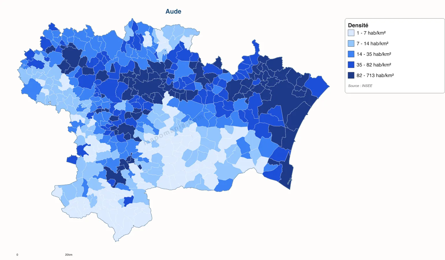 Carte de Aude à personnaliser