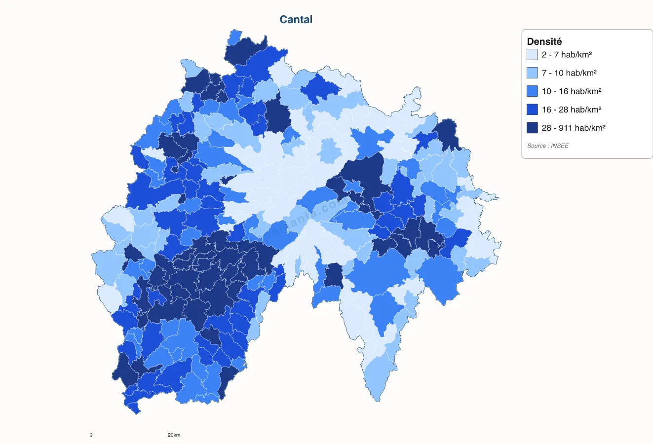 Carte de Cantal à personnaliser