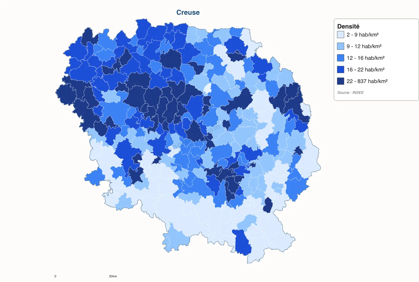 Carte de Creuse à personnaliser