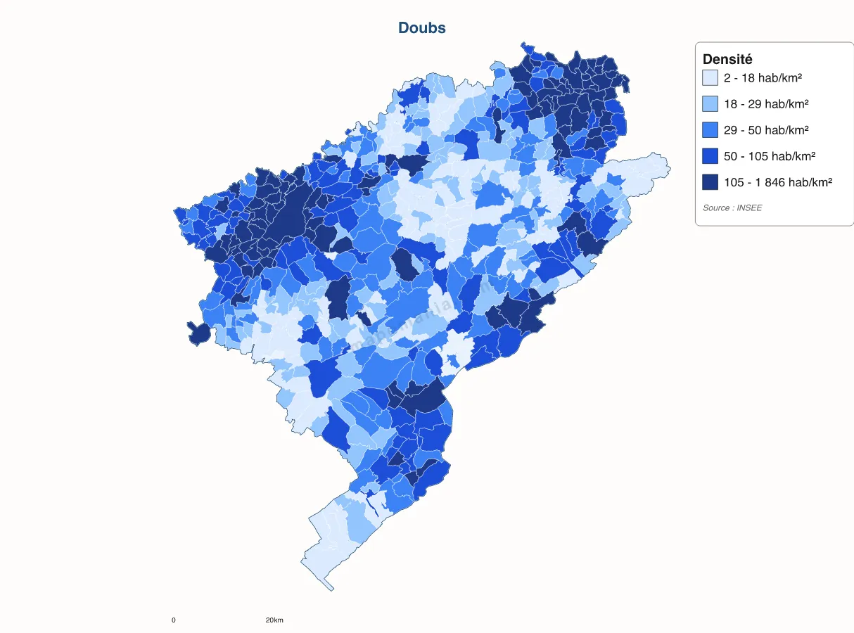 Carte de Doubs à personnaliser