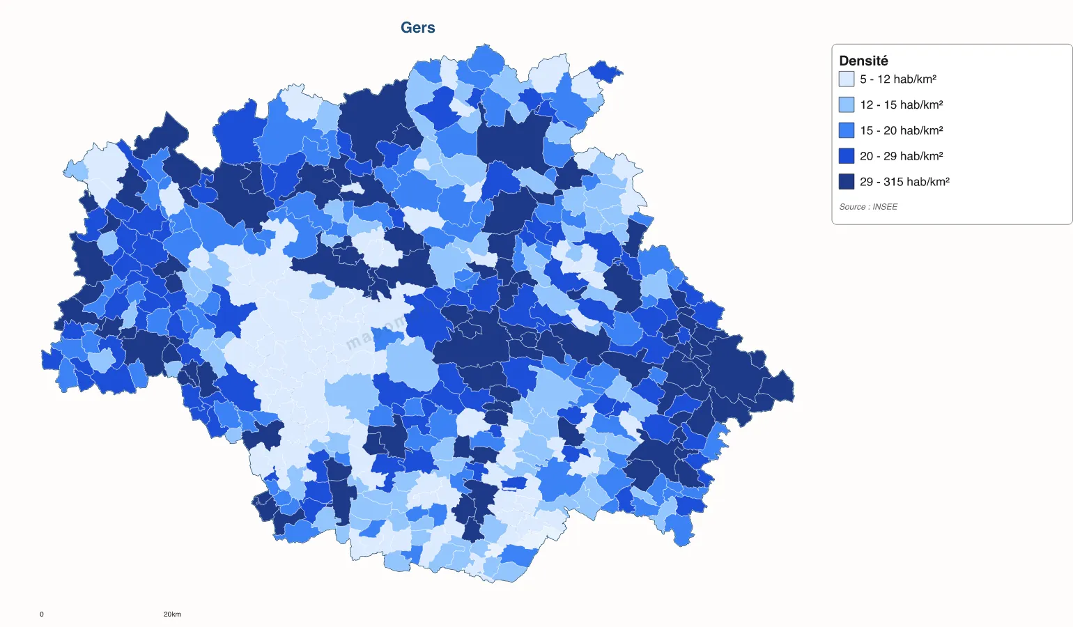 Carte de Gers à personnaliser