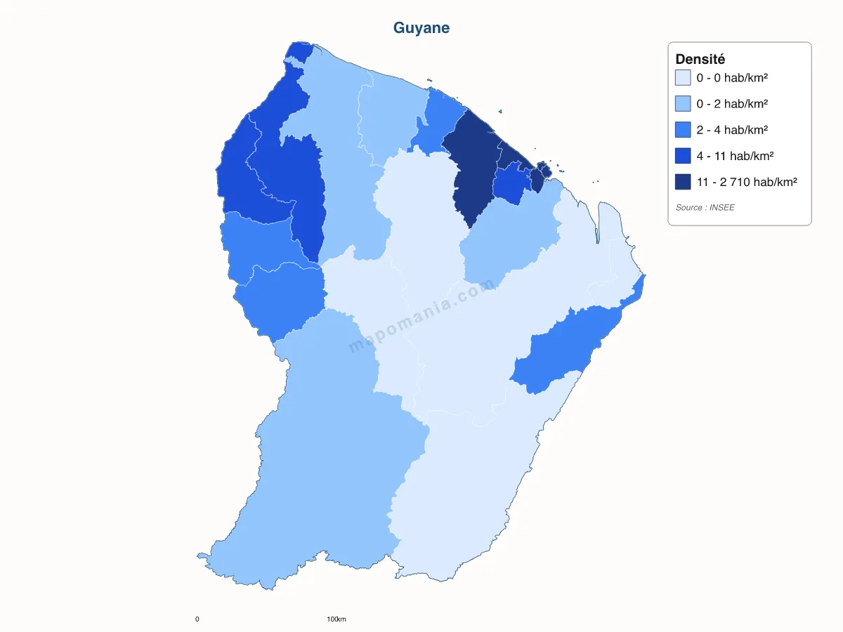 Carte de Guyane à personnaliser