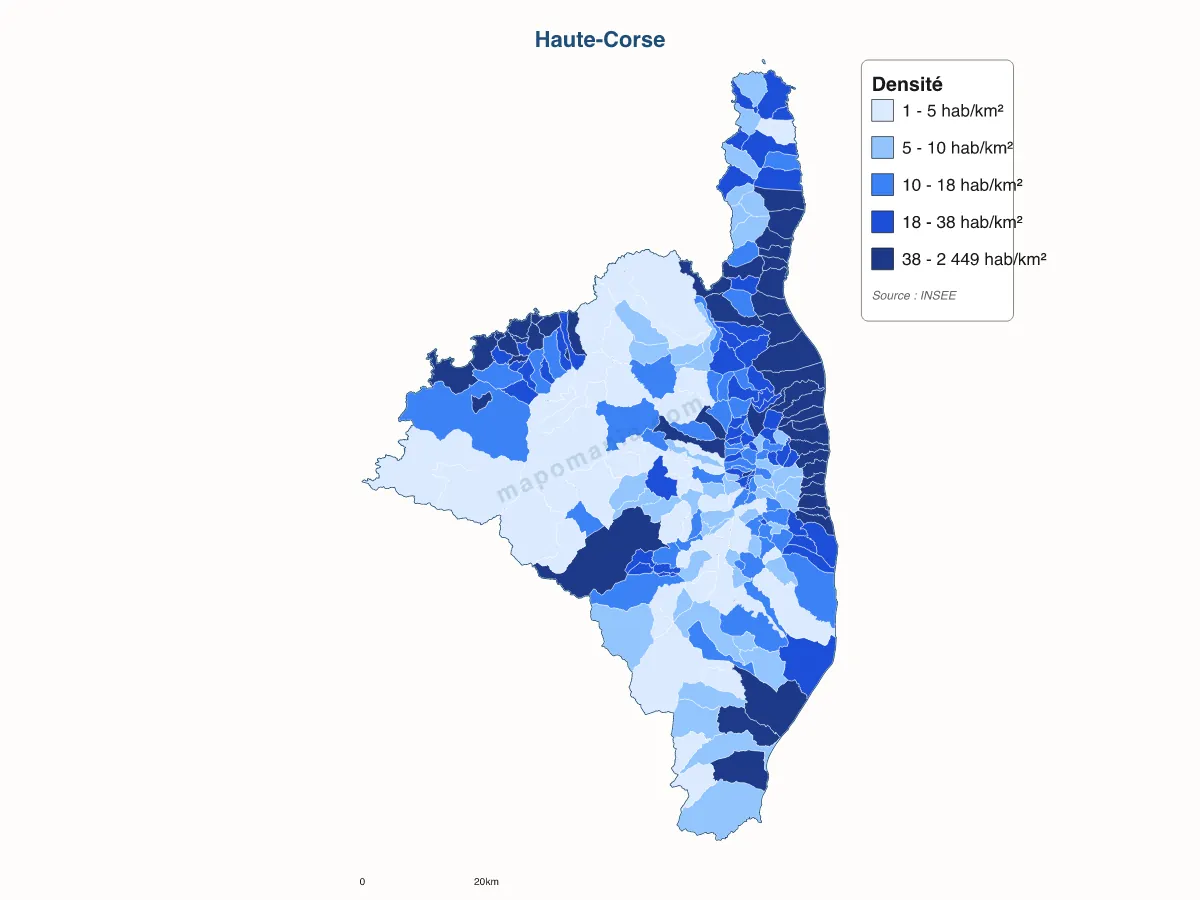 Carte de Haute-Corse à personnaliser