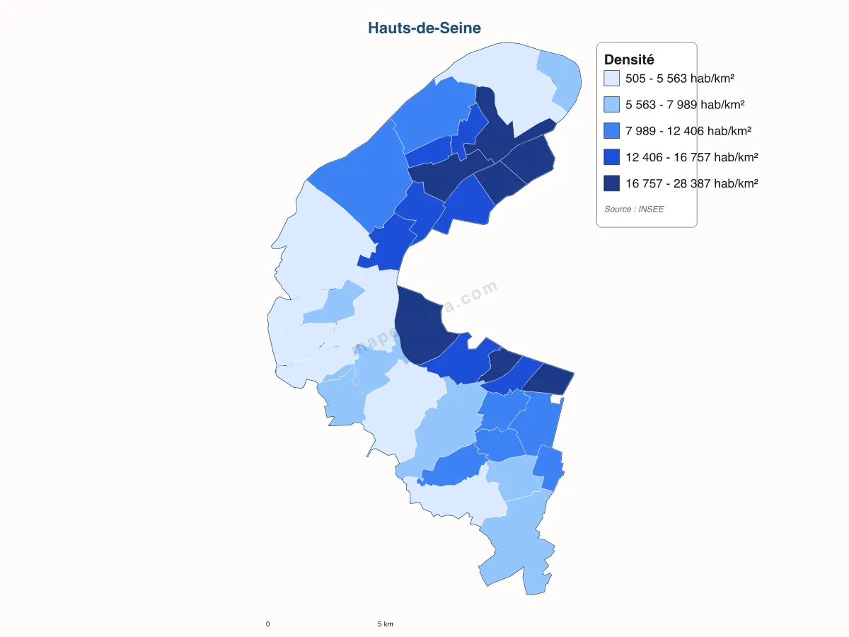 Carte de Hauts-de-Seine à personnaliser