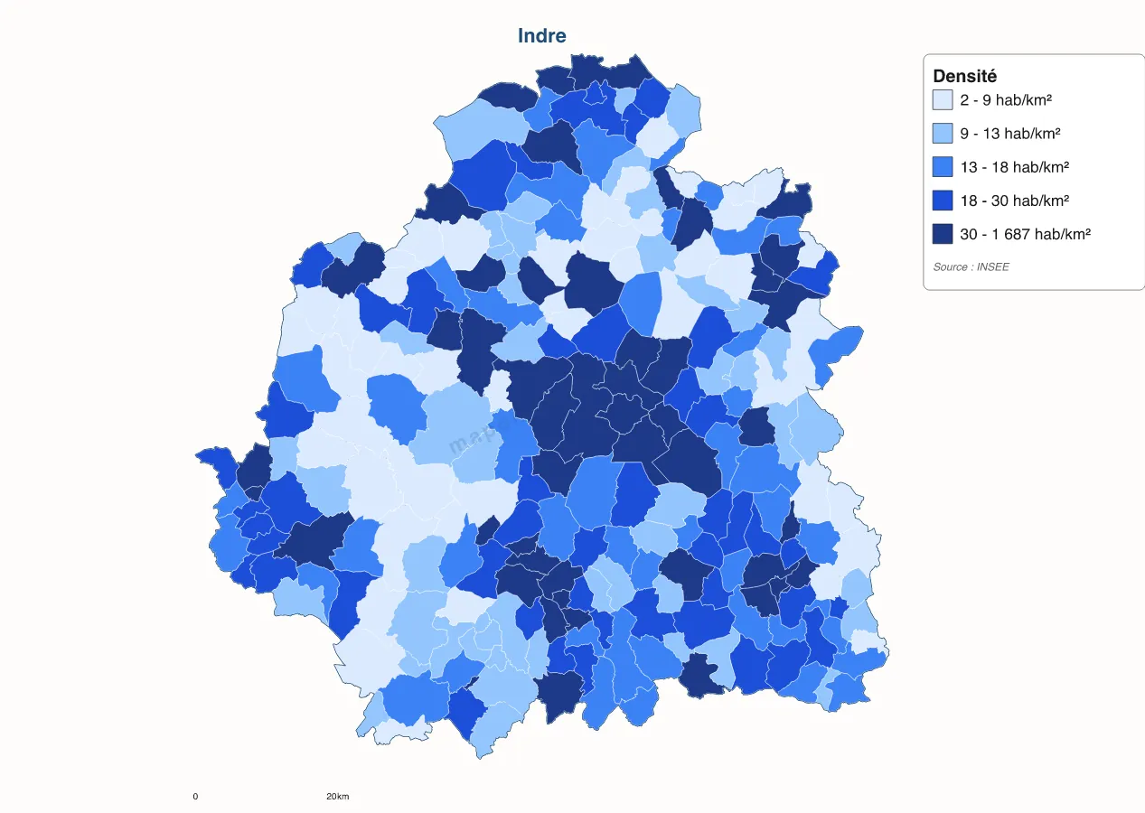 Carte de Indre à personnaliser