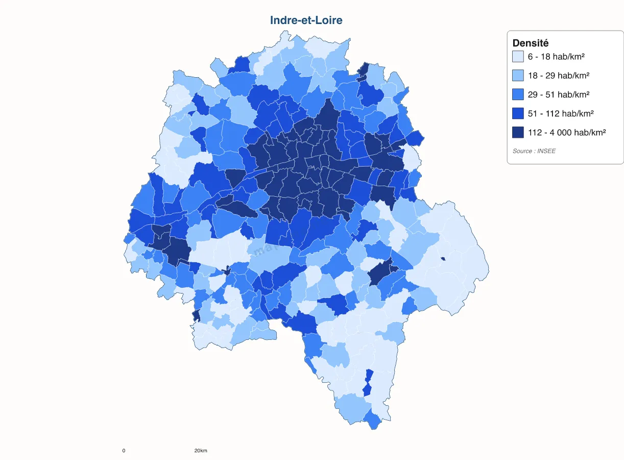 Carte de Indre-et-Loire à personnaliser