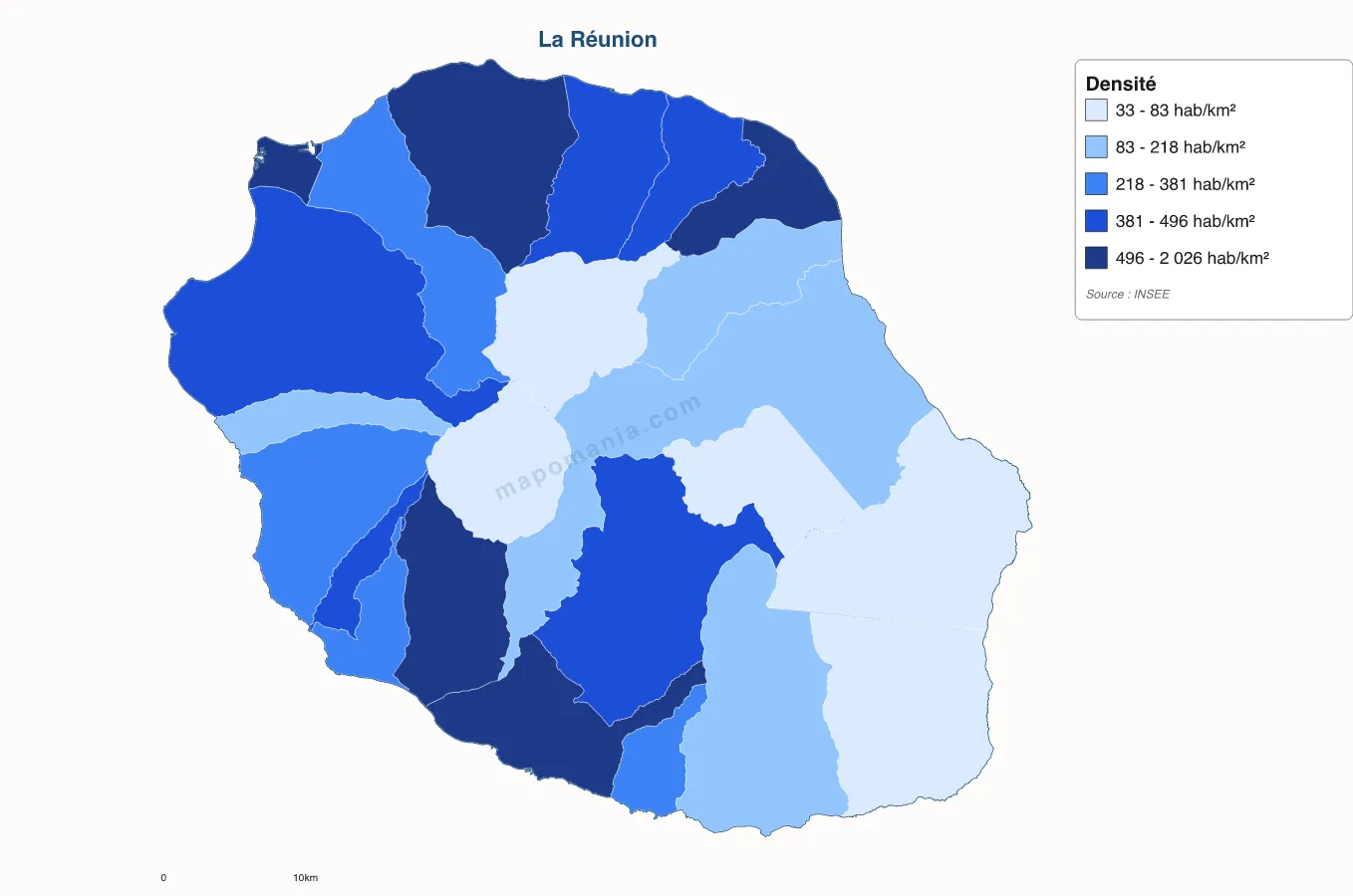 Carte de La Réunion à personnaliser