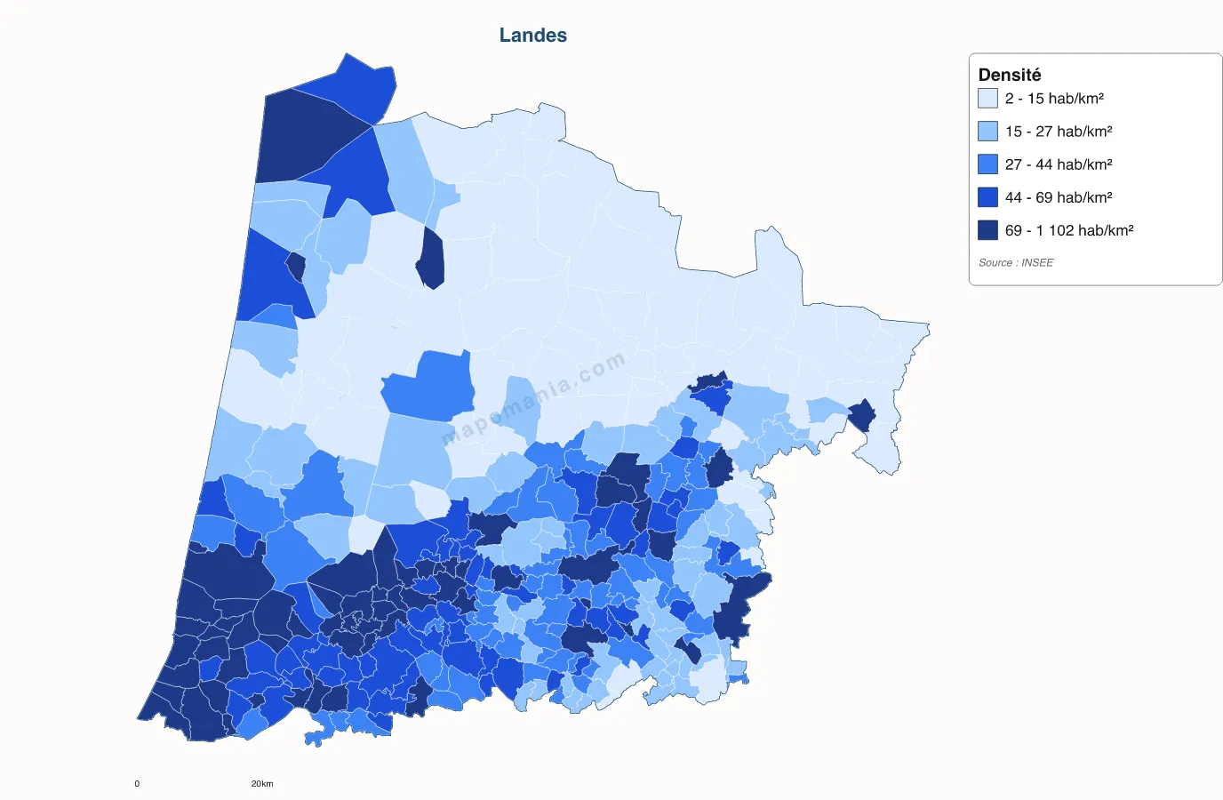 Carte de Landes à personnaliser