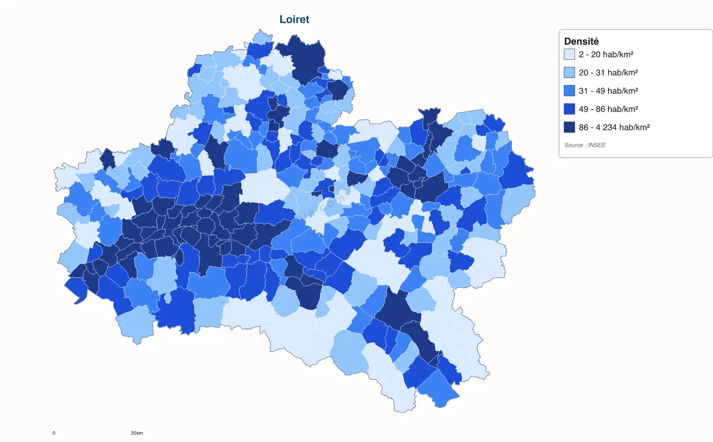 Carte de Loiret à personnaliser