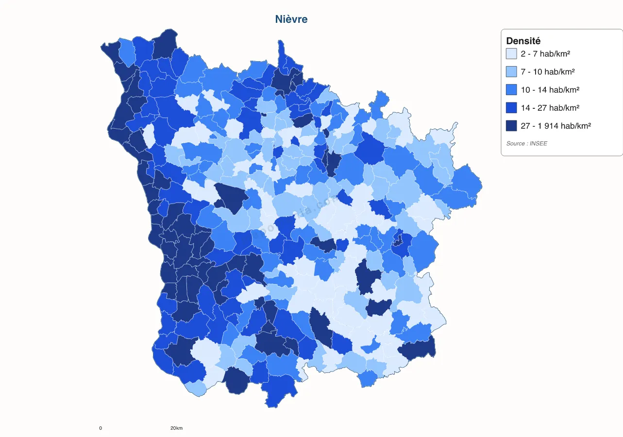 Carte de Nièvre à personnaliser