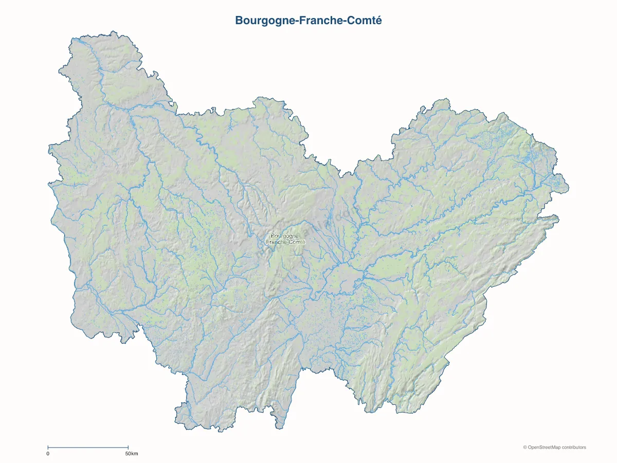 Carte de Bourgogne-Franche-Comté à personnaliser