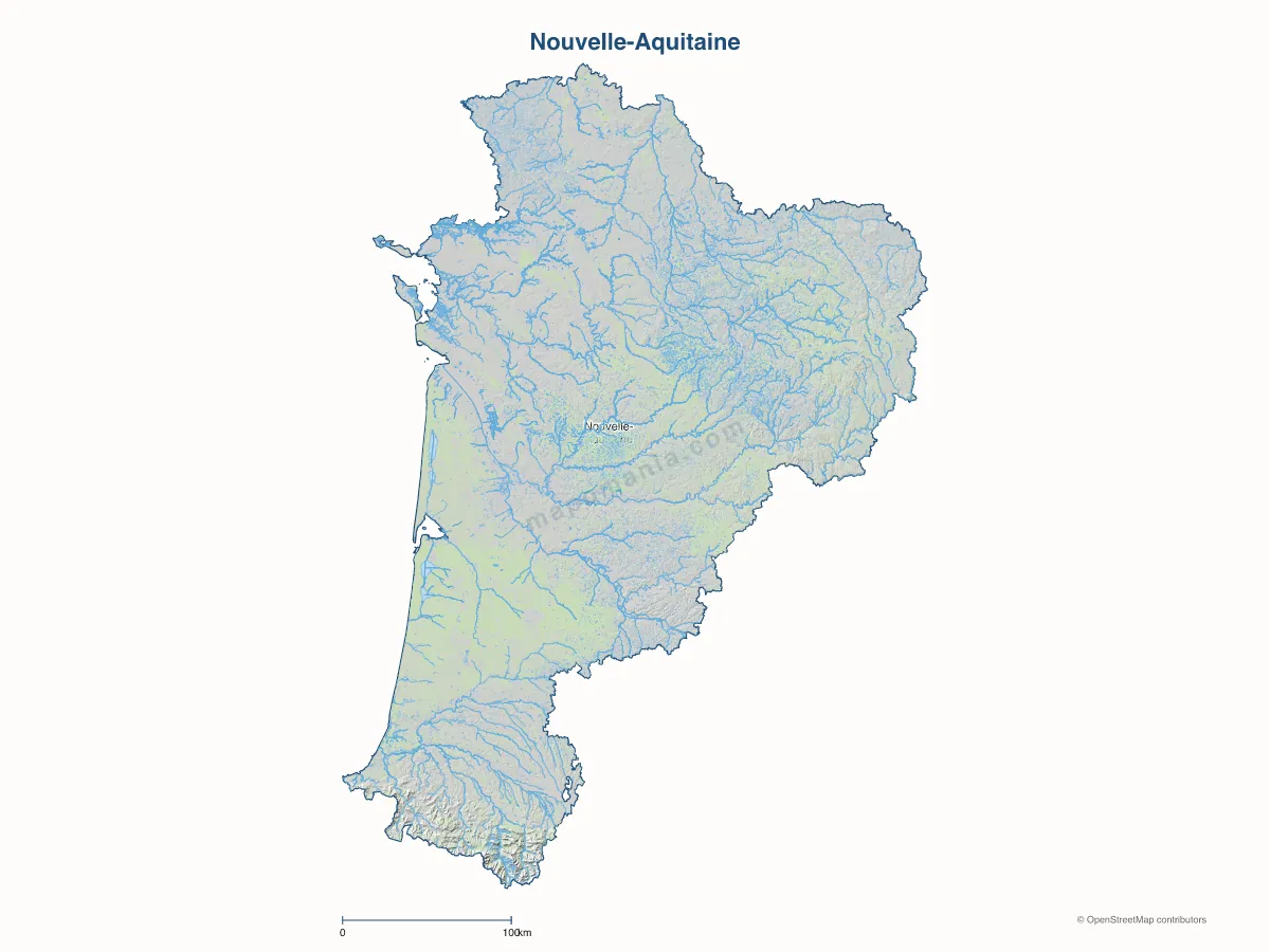 Carte de Nouvelle-Aquitaine à personnaliser