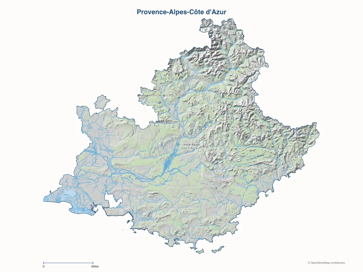 Carte de Provence-Alpes-Côte d'Azur à personnaliser